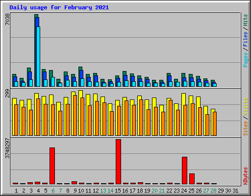Daily usage for February 2021